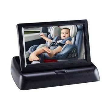 5″ HD Baby Car Mirror Monitor: Infrared Night Vision, 150° View, Foldable LCD