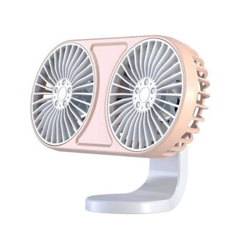 360° Rotating Dual-Head USB Car Fan with Ambient Lighting