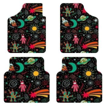 4-Piece Cartoon Pattern Car Floor Mats – Universal Fit for Cars, SUVs, & 7-Seat Commercial Vehicles